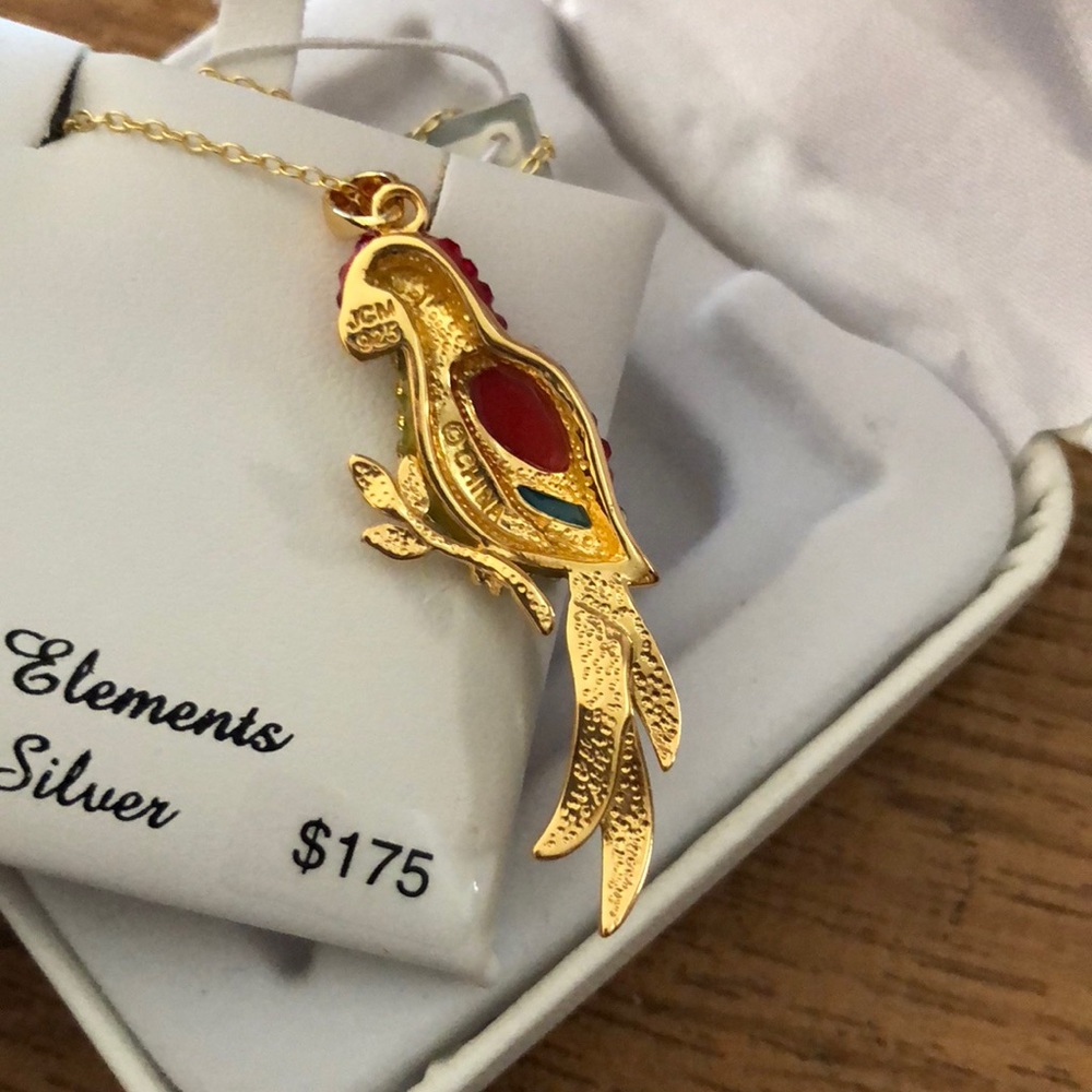 Yellow Plated Swarovski Crystal Parrot Pendant - Picture 6 of 7